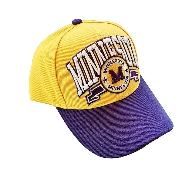 Minnesota Baseball Hat Yellow, Purple and White Men Fitted Baseball Cap Fits Men & Women Best Sport Team Apparel Dad Hats Football - ZooSurf